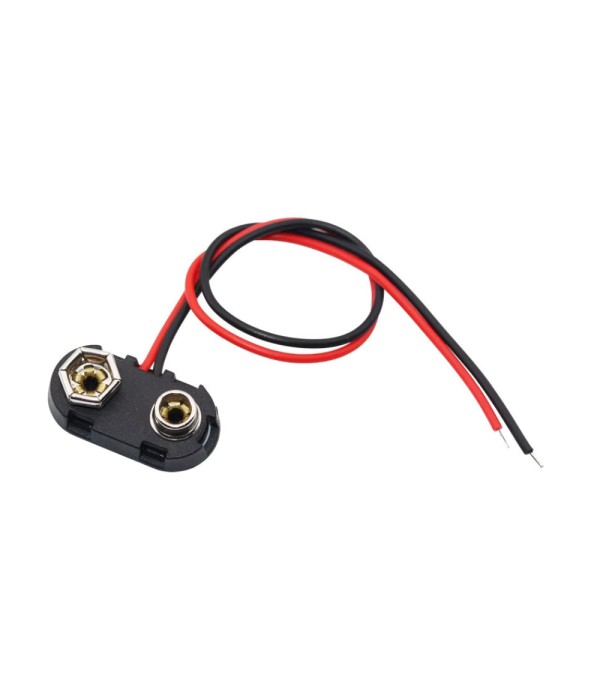 9V Battery Clip - 15cm - Hard - T-shaped