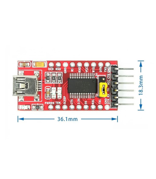 FT232RL USB naar TTL Serieel UART (RS232) Converter - Mini USB - 3.3-5V