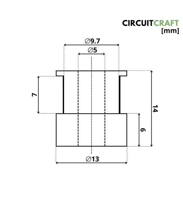 GT2 Pulley - 16 Tanden - 5mm As - 7mm Riem - Aluminium