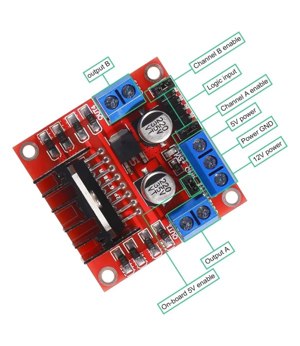 L298N DC-Motoraansturing - Dubbele H-Brug Motor Driver